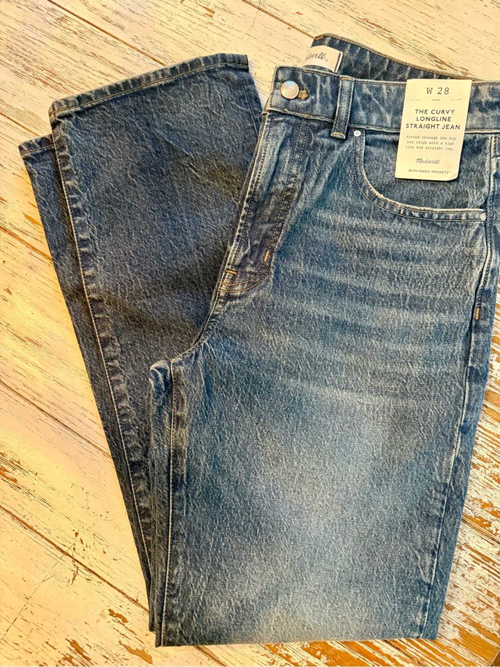 Madewell Straight Leg Jeans - Medium Blue Wash 28 Curvy